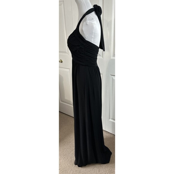 BCBG Paris Black Halter Evening Gown Formal Maxi Ruched Top Dress Lined Size 6 - Picture 3 of 6